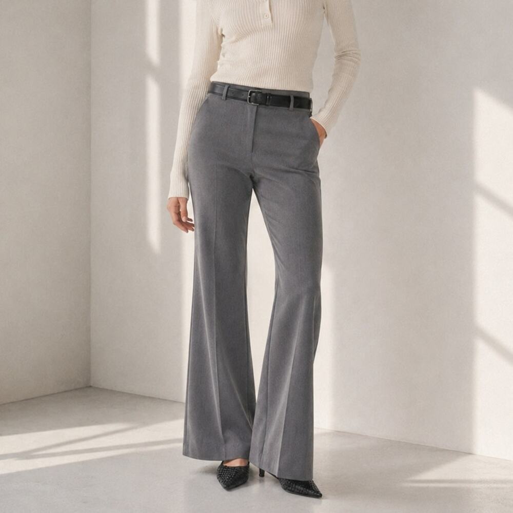 NWT Reformation Gray Millie Mid-rise Flared Leg Full Length Pants, size 6